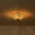 Flush Mount Ceiling Light | Antique Bronze & Crystal Accents | 3-Light