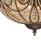 Flush Mount Ceiling Light | Antique Bronze & Crystal Accents | 3-Light