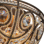 Flush Mount Ceiling Light | Antique Bronze & Crystal Accents | 3-Light