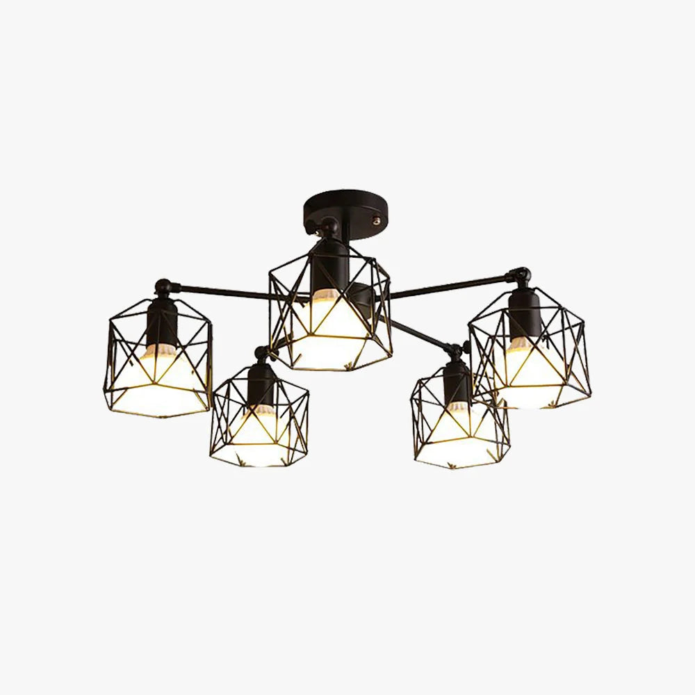 Flush Mount Ceiling Light | Black Metal & E27 Socket