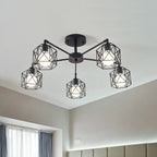 Flush Mount Ceiling Light | Black Metal & E27 Socket