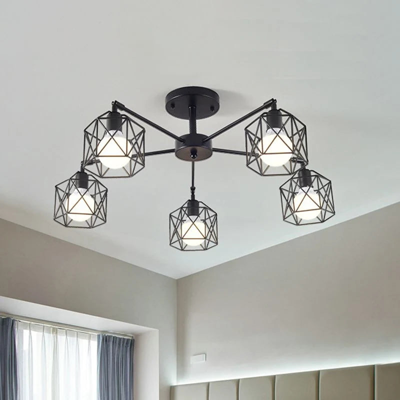 Flush Mount Ceiling Light | Black Metal & E27 Socket