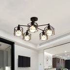 Flush Mount Ceiling Light | Black Metal & E27 Socket