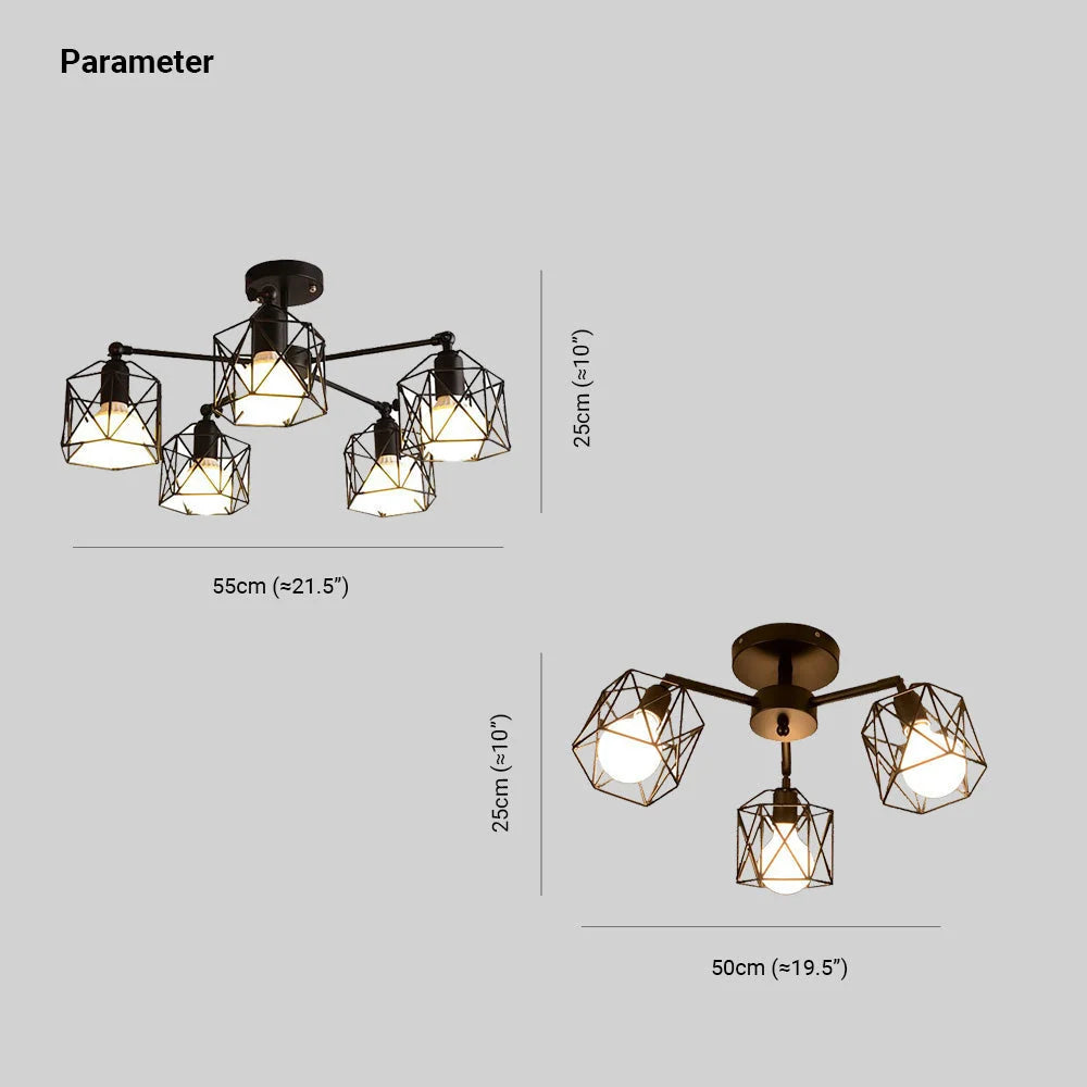 Flush Mount Ceiling Light | Black Metal & E27 Socket