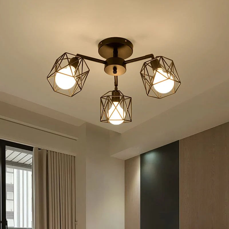 Flush Mount Ceiling Light | Black Metal & E27 Socket