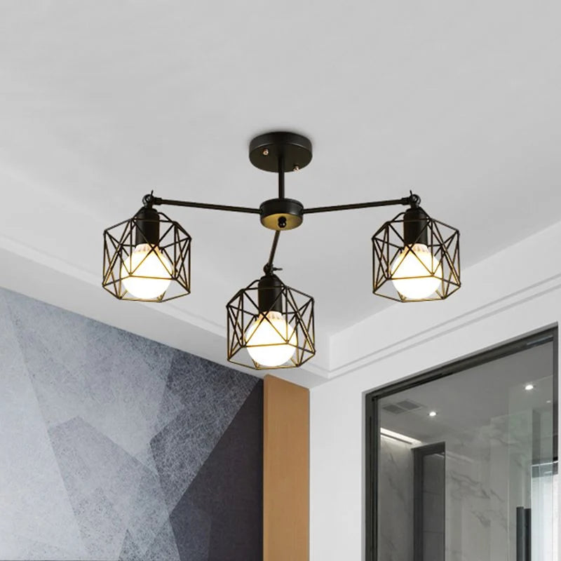 Flush Mount Ceiling Light | Black Metal & E27 Socket