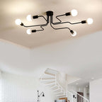 Flush Mount Ceiling Light | Black Metal & LED Included