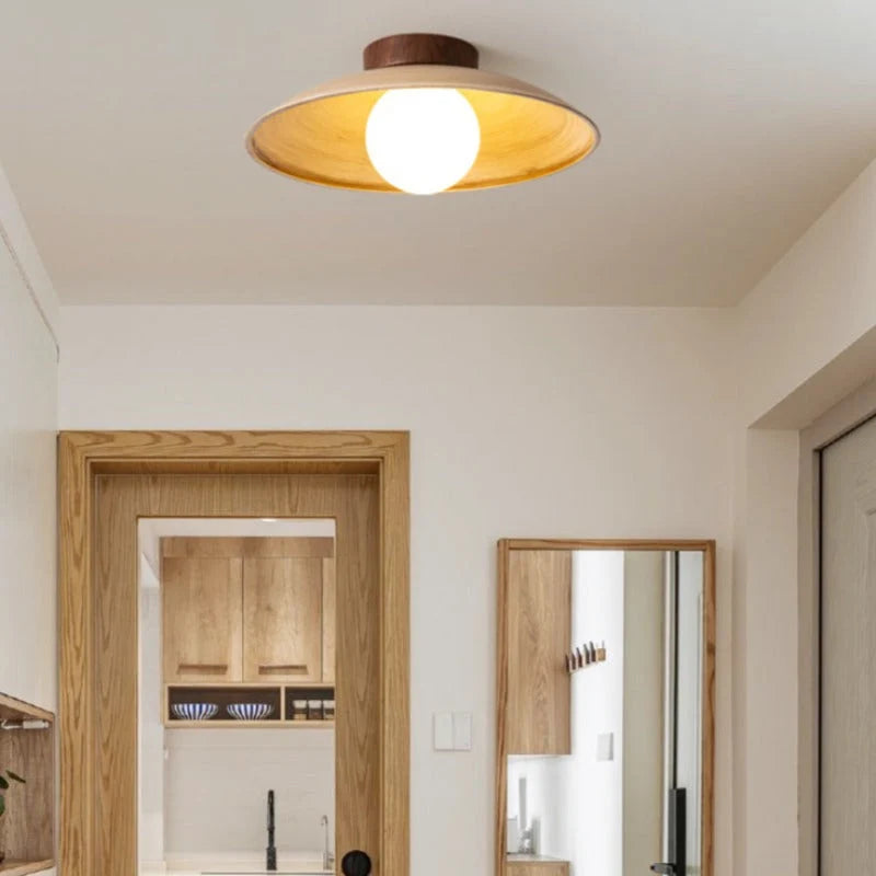 Flush Mount Ceiling Light | Dome Design Glass & Metal | Three-Color Switch