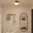 Flush Mount Ceiling Light | Dome Glass & Wood | Dimmable