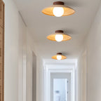 Flush Mount Ceiling Light | Dome Glass & Wood | Dimmable