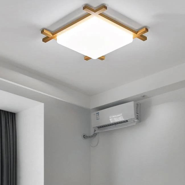 Flush Mount Ceiling Light | Japanese Wood & Acrylic Integrated LED | Small/Medium/Large