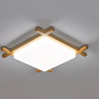 Flush Mount Ceiling Light | Japanese Wood & Acrylic Integrated LED | Small/Medium/Large