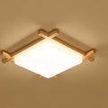 Flush Mount Ceiling Light | Japanese Wood & Acrylic Integrated LED | Small/Medium/Large