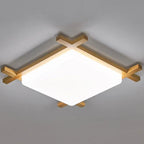 Flush Mount Ceiling Light | Japanese Wood & Acrylic Integrated LED | Small/Medium/Large