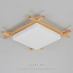 Flush Mount Ceiling Light | Japanese Wood & Acrylic Integrated LED | Small/Medium/Large