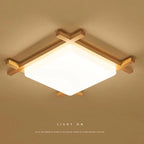 Flush Mount Ceiling Light | Japanese Wood & Acrylic Integrated LED | Small/Medium/Large