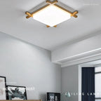 Flush Mount Ceiling Light | Japanese Wood & Acrylic Integrated LED | Small/Medium/Large