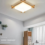 Flush Mount Ceiling Light | Japanese Wood & Acrylic Integrated LED | Small/Medium/Large