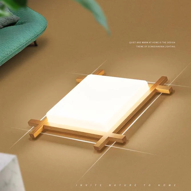 Flush Mount Ceiling Light | Japanese Wood & Acrylic Integrated LED | Small/Medium/Large