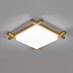 Flush Mount Ceiling Light | Japanese Wood & Acrylic Integrated LED | Small/Medium/Large