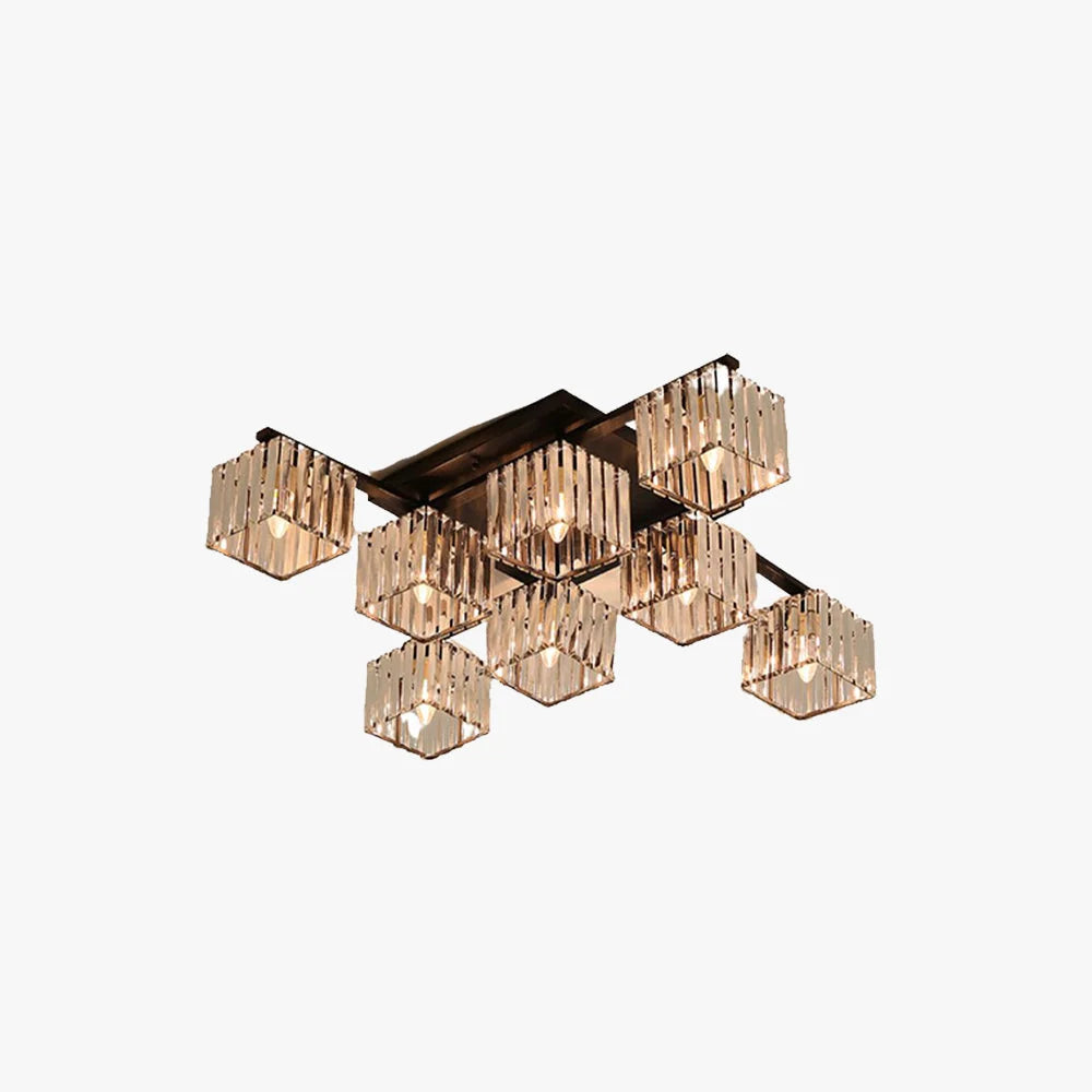 Flush Mount Ceiling Light | Metal & Acrylic Black & Gold Finish