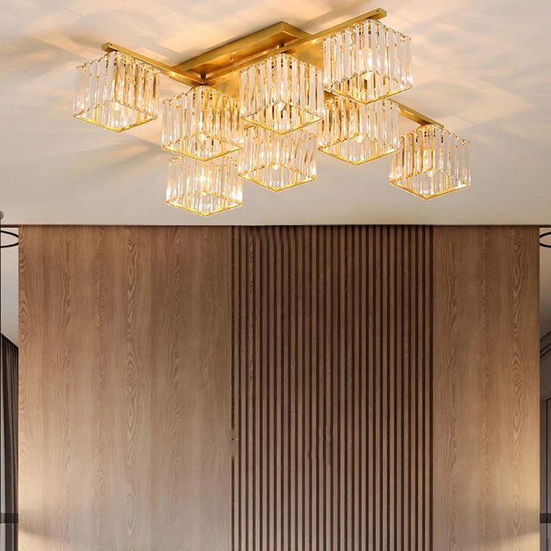 Flush Mount Ceiling Light | Metal & Acrylic Black & Gold Finish