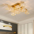 Flush Mount Ceiling Light | Metal & Acrylic Black & Gold Finish
