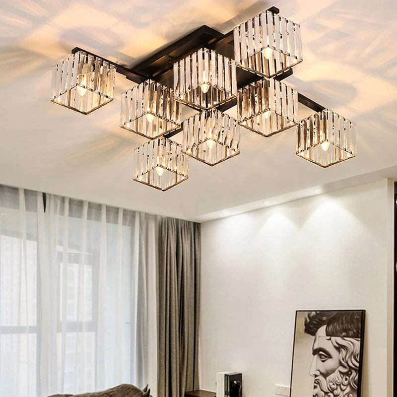 Flush Mount Ceiling Light | Metal & Acrylic Black & Gold Finish