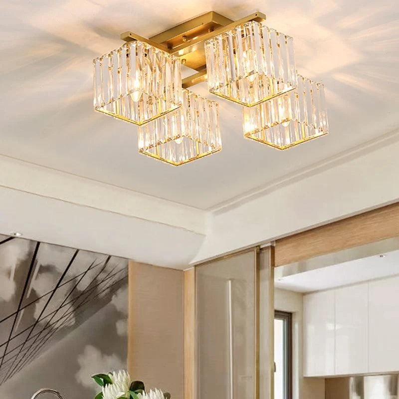 Flush Mount Ceiling Light | Metal & Acrylic Black & Gold Finish