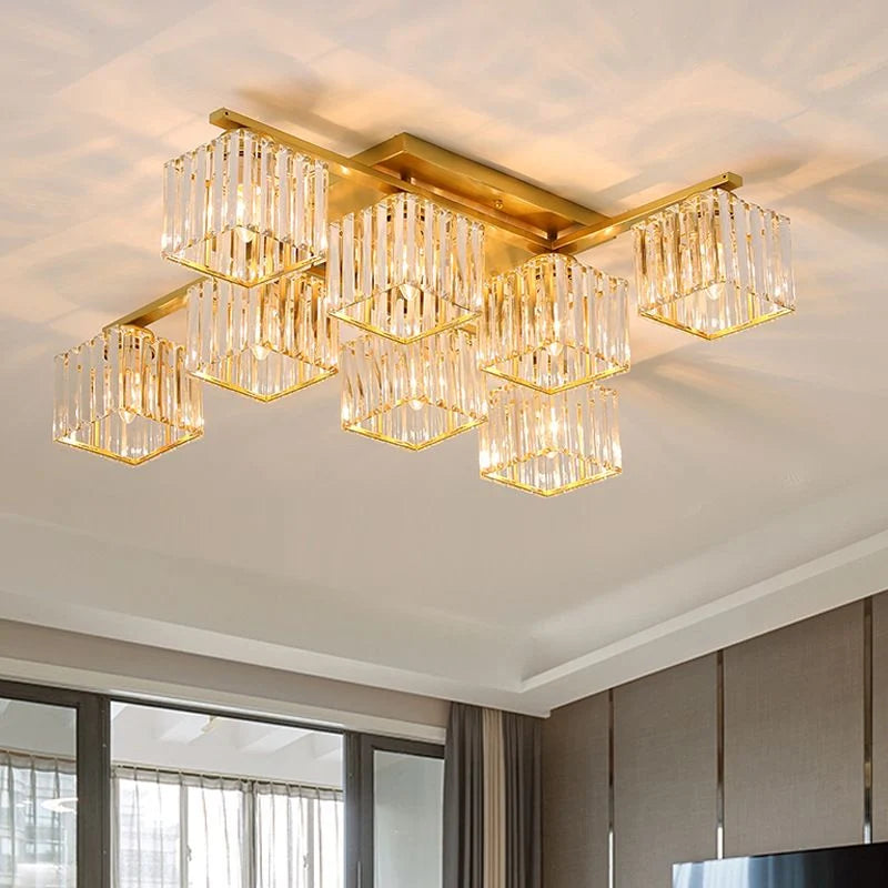 Flush Mount Ceiling Light | Metal & Acrylic Black & Gold Finish