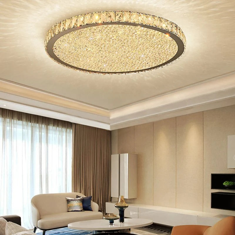 Flush Mount Ceiling Light | Octagonal Crystal Jewel & Metal