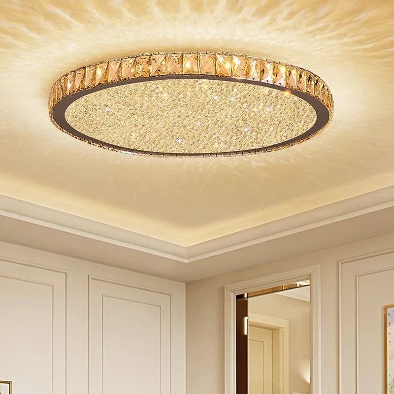 Flush Mount Ceiling Light | Octagonal Crystal Jewel & Metal
