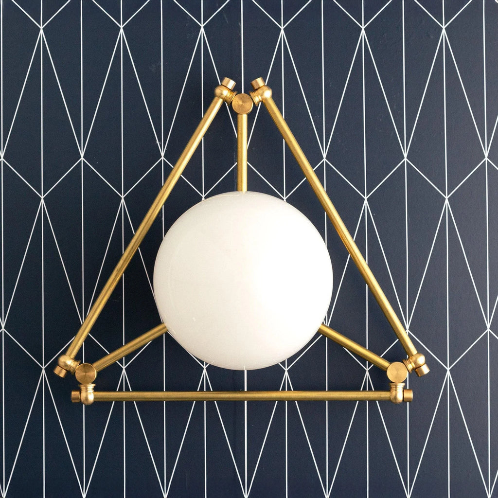 Flush Mount Ceiling Light | Pearl Geometric Dimmable Brass & Glass | 14 In