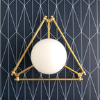 Flush Mount Ceiling Light | Pearl Geometric Dimmable Brass & Glass | 14 In