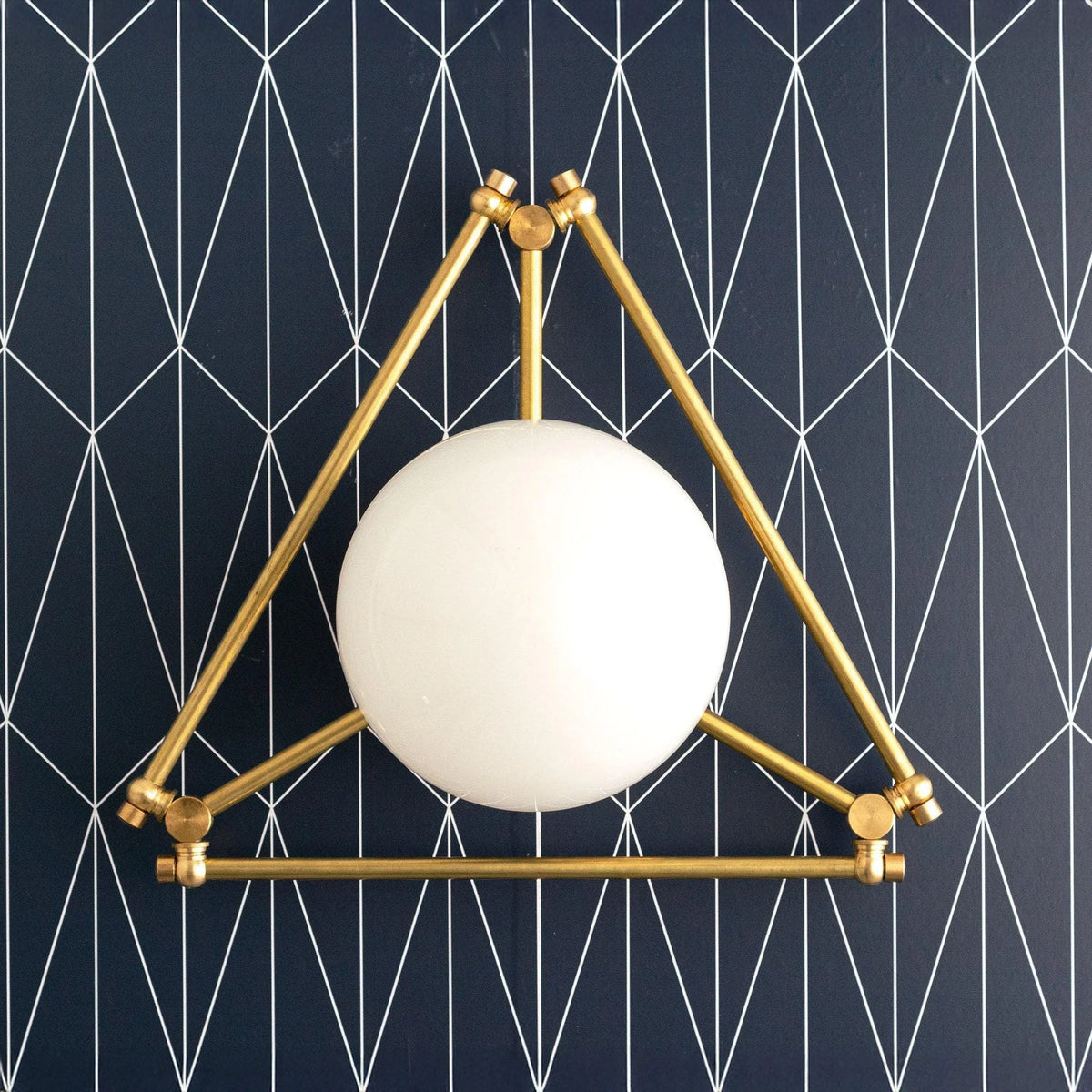Flush Mount Ceiling Light | Pearl Geometric Dimmable Brass & Glass | 14 In