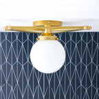 Flush Mount Ceiling Light | Pearl Geometric Dimmable Brass & Glass | 14 In