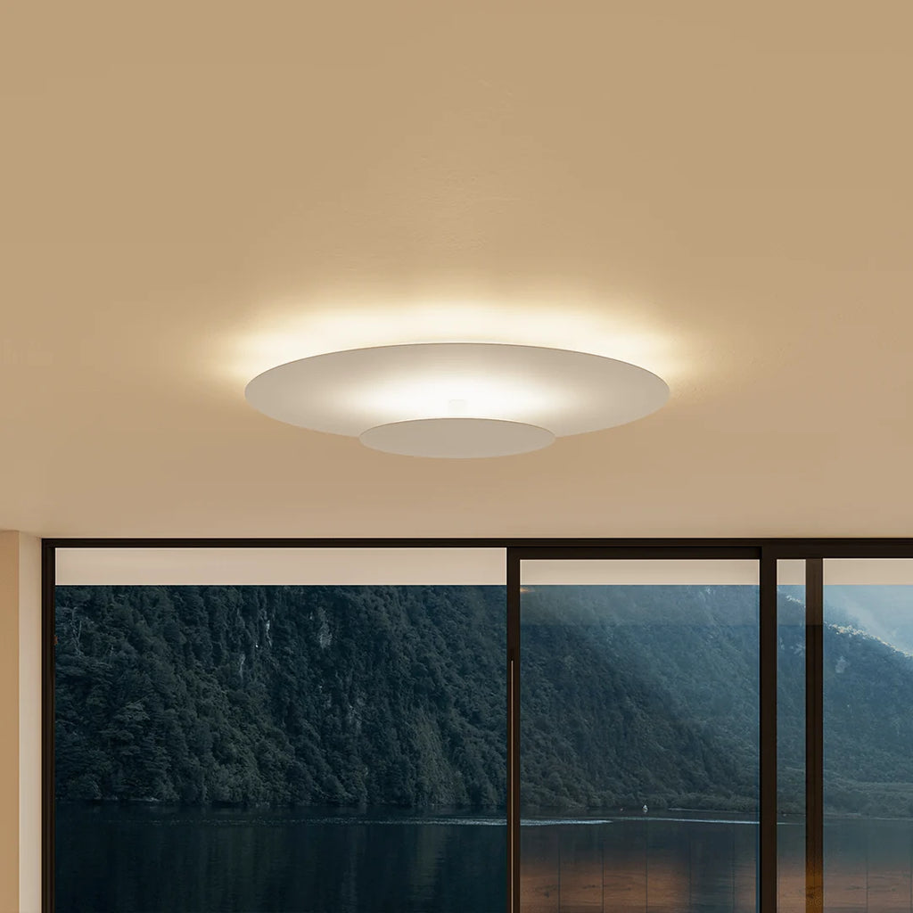 Flush Mount Ceiling Light | Round Slim LED Low-Profile | White & Black