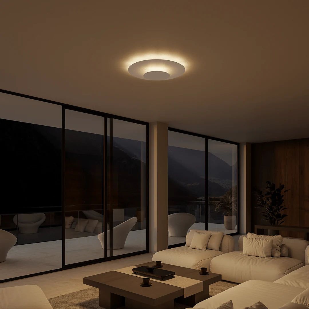 Flush Mount Ceiling Light | Round Slim LED Low-Profile | White & Black