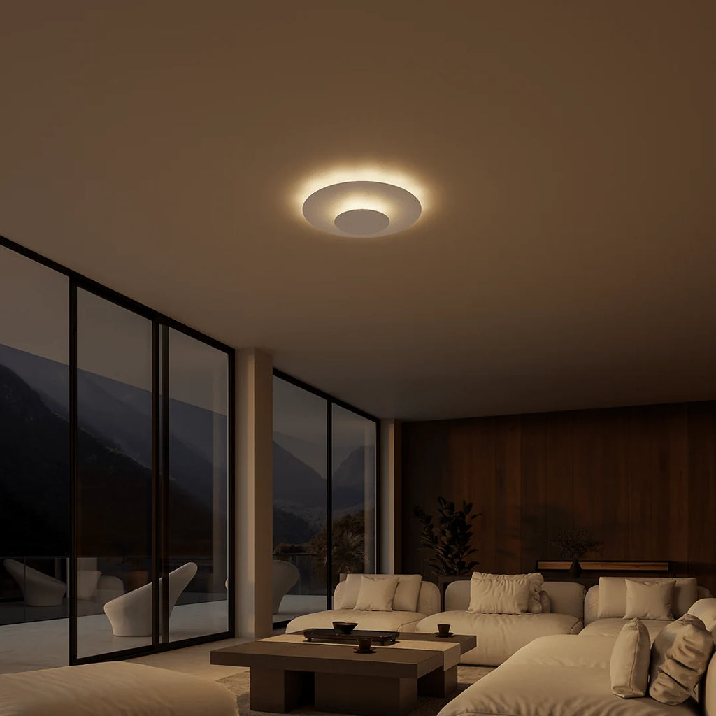 Flush Mount Ceiling Light | Round Slim LED Low-Profile | White & Black
