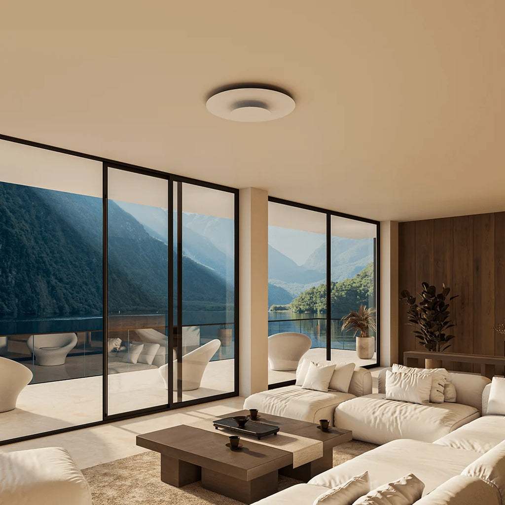 Flush Mount Ceiling Light | Round Slim LED Low-Profile | White & Black