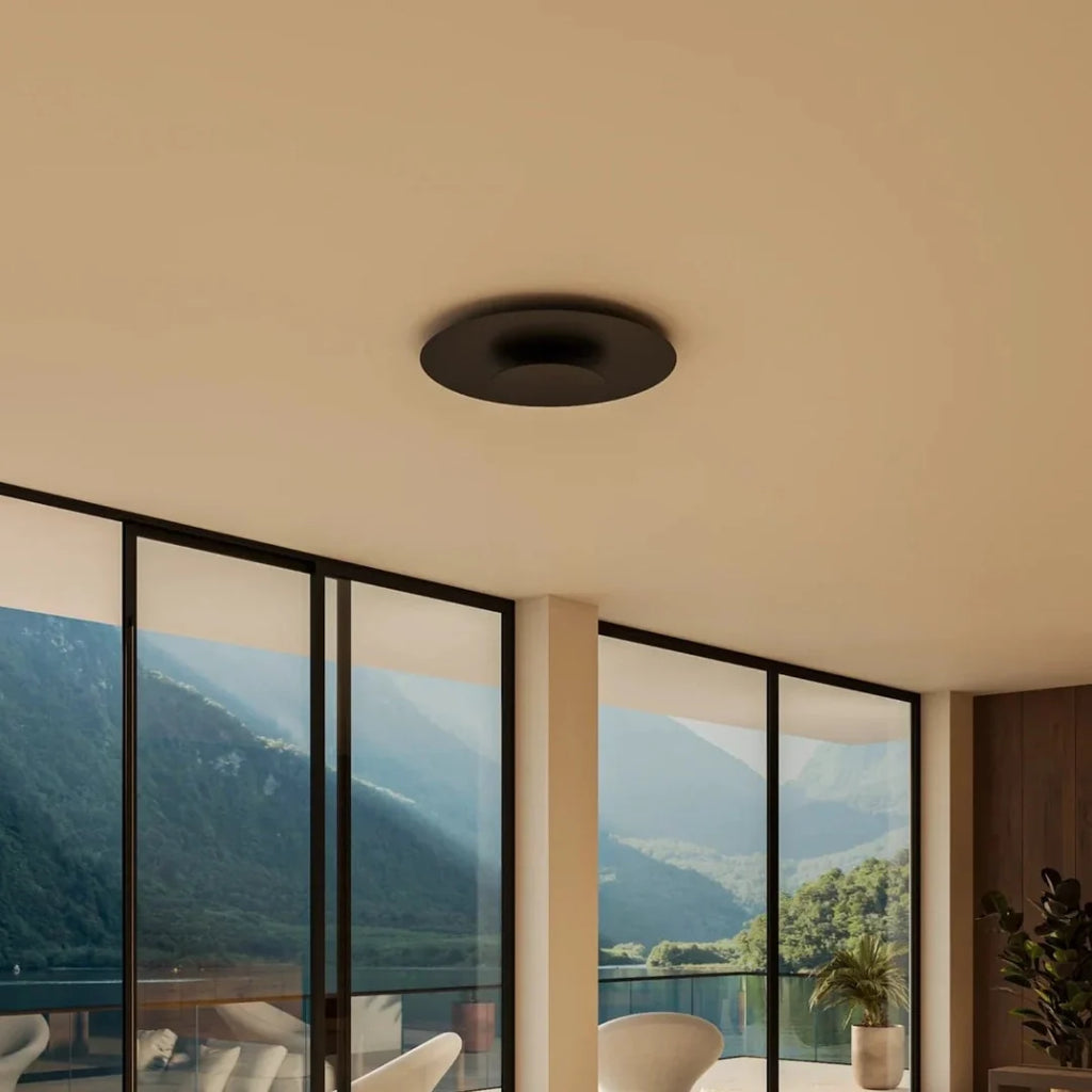 Flush Mount Ceiling Light | Round Slim LED Low-Profile | White & Black