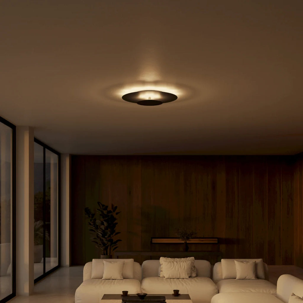 Flush Mount Ceiling Light | Round Slim LED Low-Profile | White & Black