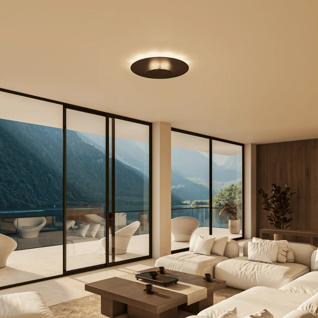 Flush Mount Ceiling Light | Round Slim LED Low-Profile | White & Black