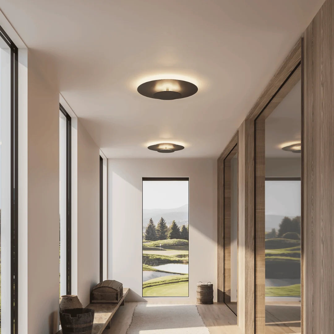 Flush Mount Ceiling Light | Round Slim LED Low-Profile | White & Black