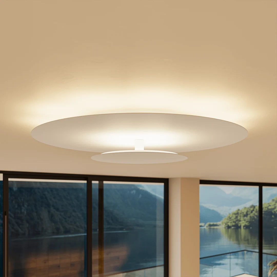 Flush Mount Ceiling Light | Round Slim LED Low-Profile | White & Black