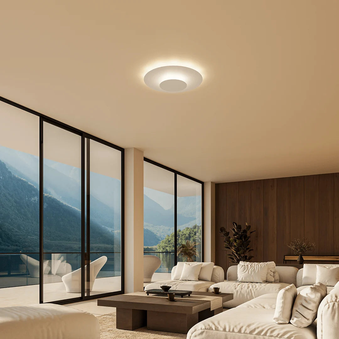 Flush Mount Ceiling Light | Round Slim LED Low-Profile | White & Black