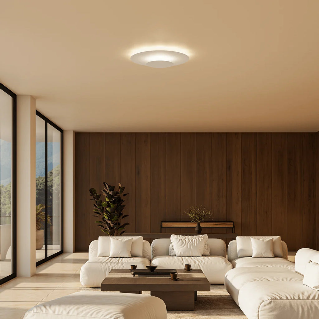 Flush Mount Ceiling Light | Round Slim LED Low-Profile | White & Black