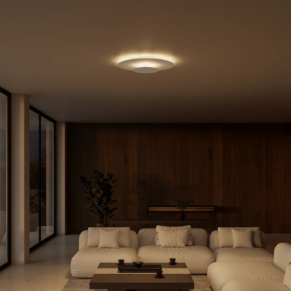 Flush Mount Ceiling Light | Round Slim LED Low-Profile | White & Black