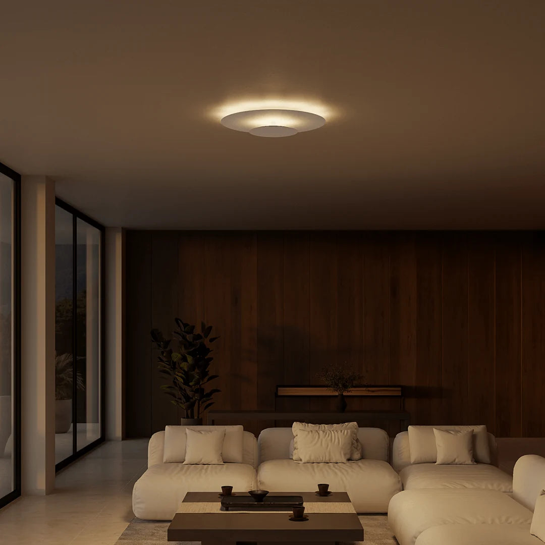 Flush Mount Ceiling Light | Round Slim LED Low-Profile | White & Black