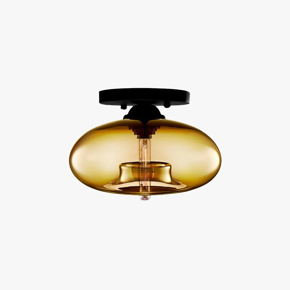 Flush Mount Ceiling Light | Smoked Glass & Metal